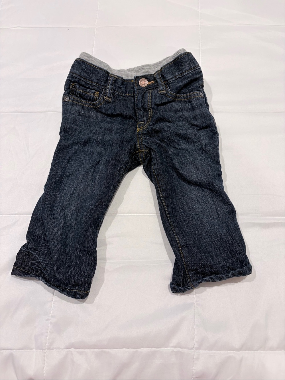 GAP Dark Blue Toddler Jeans Flannel Lines with Elastic Waistband